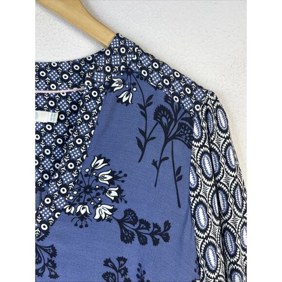 Boden Mollie Dress Floral Tunic blue gray US 4 Boho 3/4 sleeve small mini womens - Picture 5 of 12
